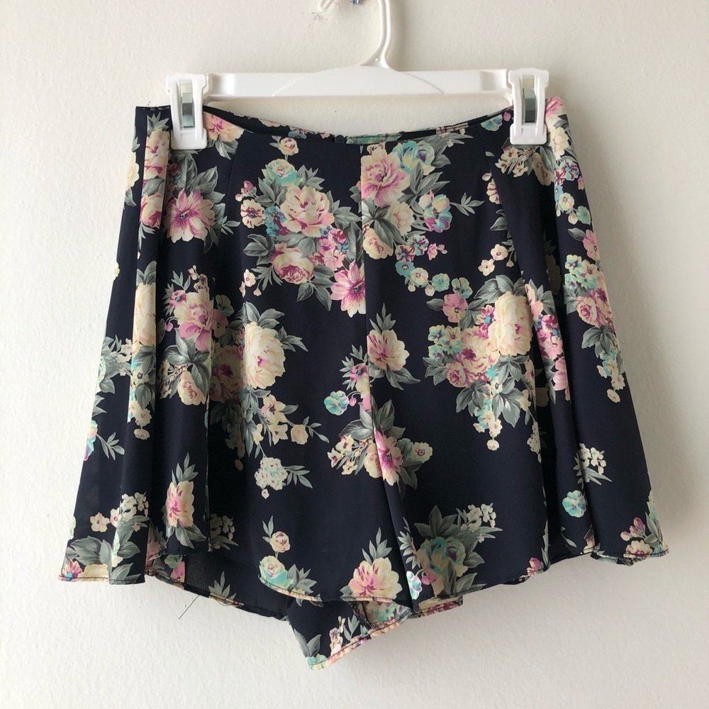 Lush Navy Floral Swing Shorts